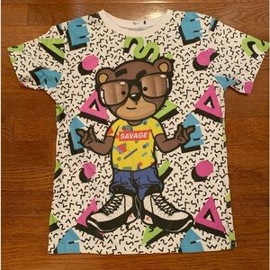 FRESH LAUNDRY SAVAGE BEAR SHIRT 80S GRAPHIC STREET WEAR URBAN